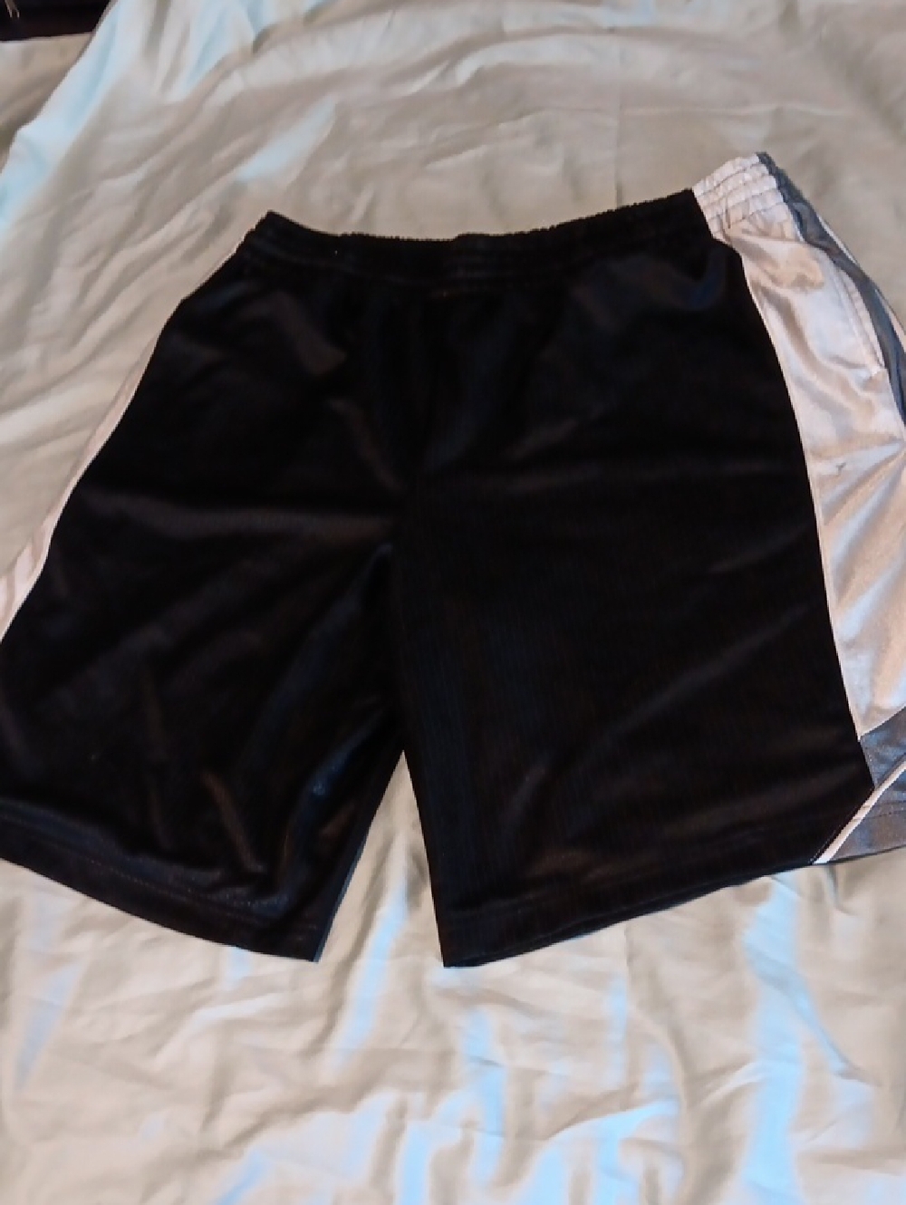 Men's Black Athletic Shorts with White Side Panels